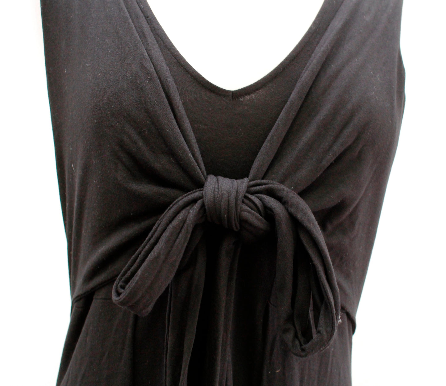 AllSaints Jayda Black Knit Tie Front V Neck Mini Dress Sleeveless Size M
