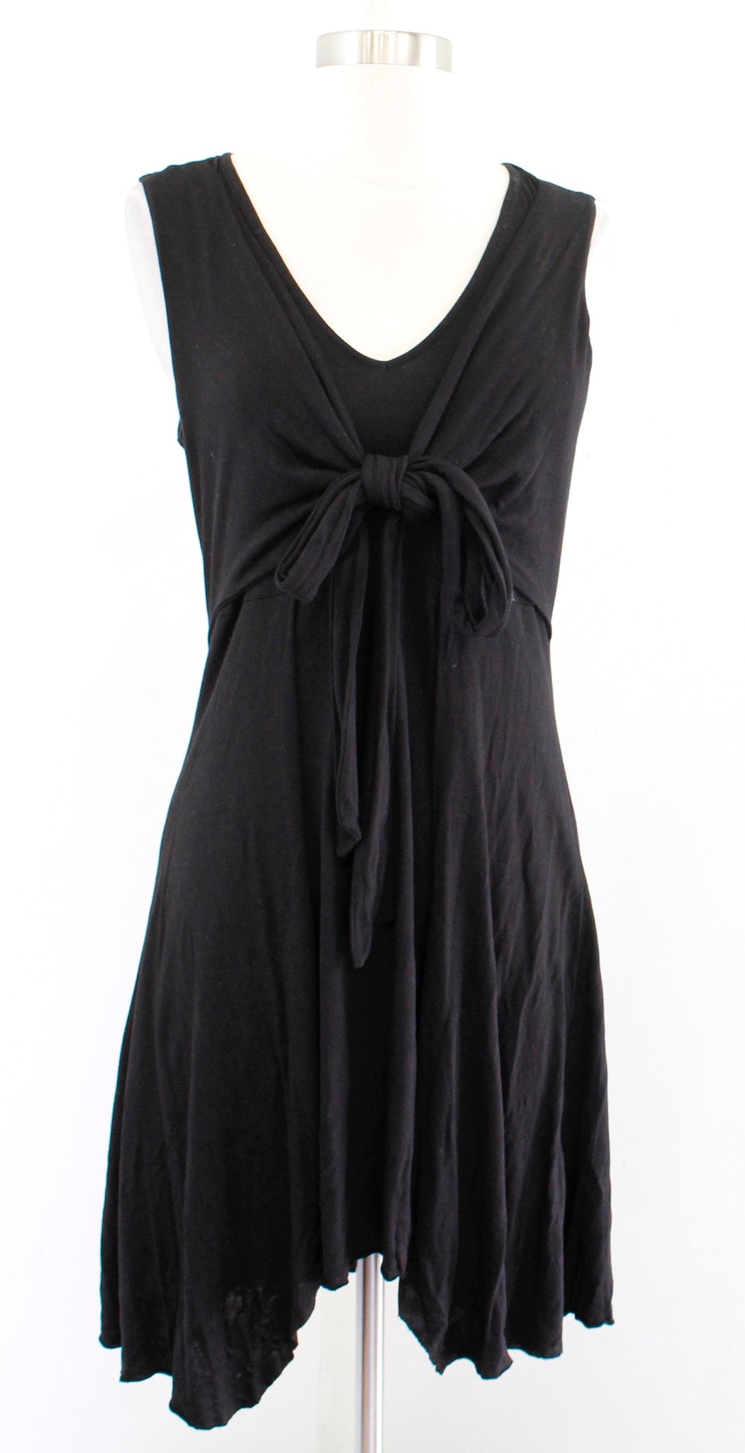 AllSaints Jayda Black Knit Tie Front V Neck Mini Dress Sleeveless Size M