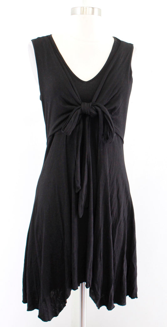 AllSaints Jayda Black Knit Tie Front V Neck Mini Dress Sleeveless Size M
