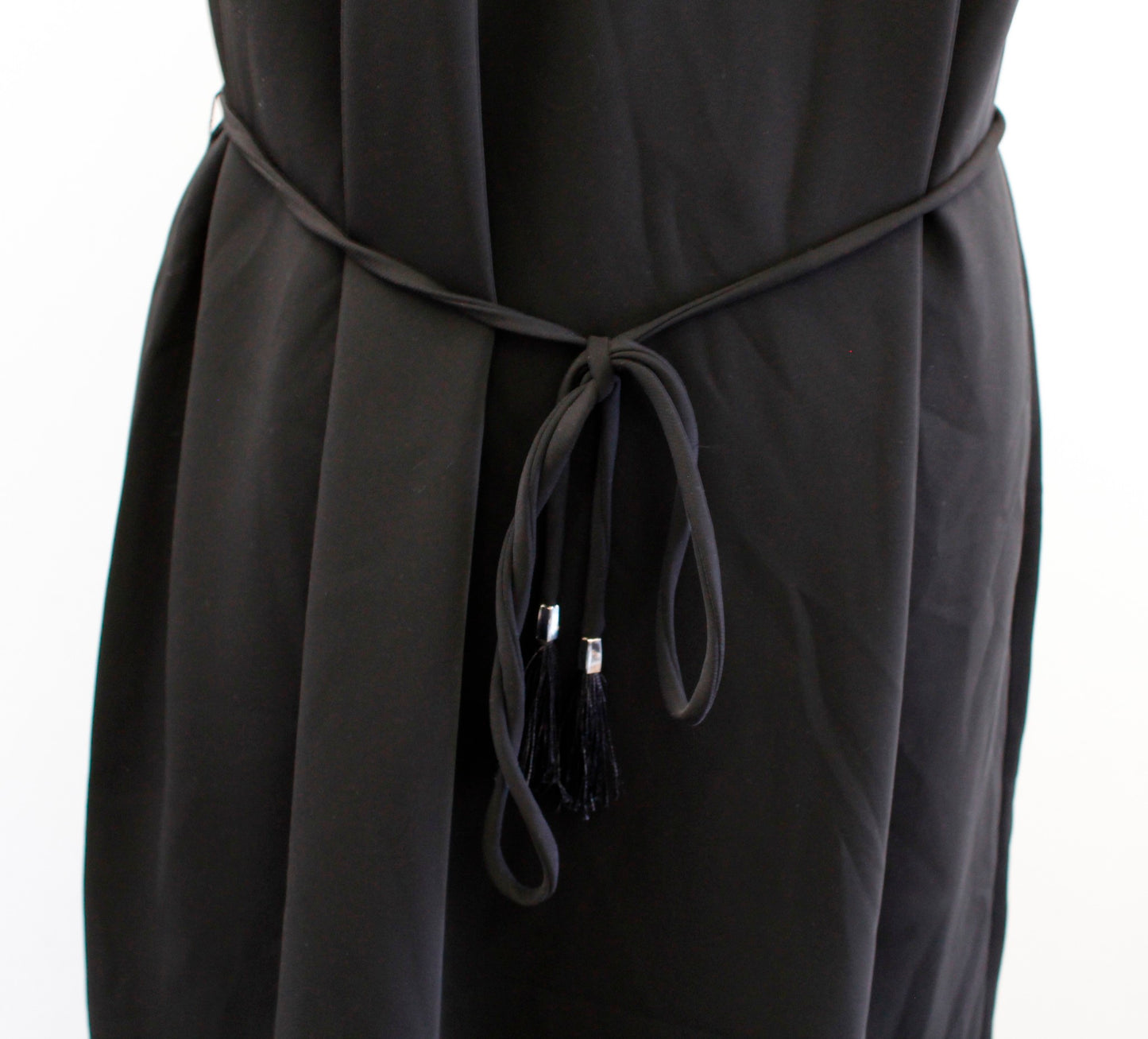 White House Black Market Solid Black Halter Mock Neck Shift Dress Tie Waist 14
