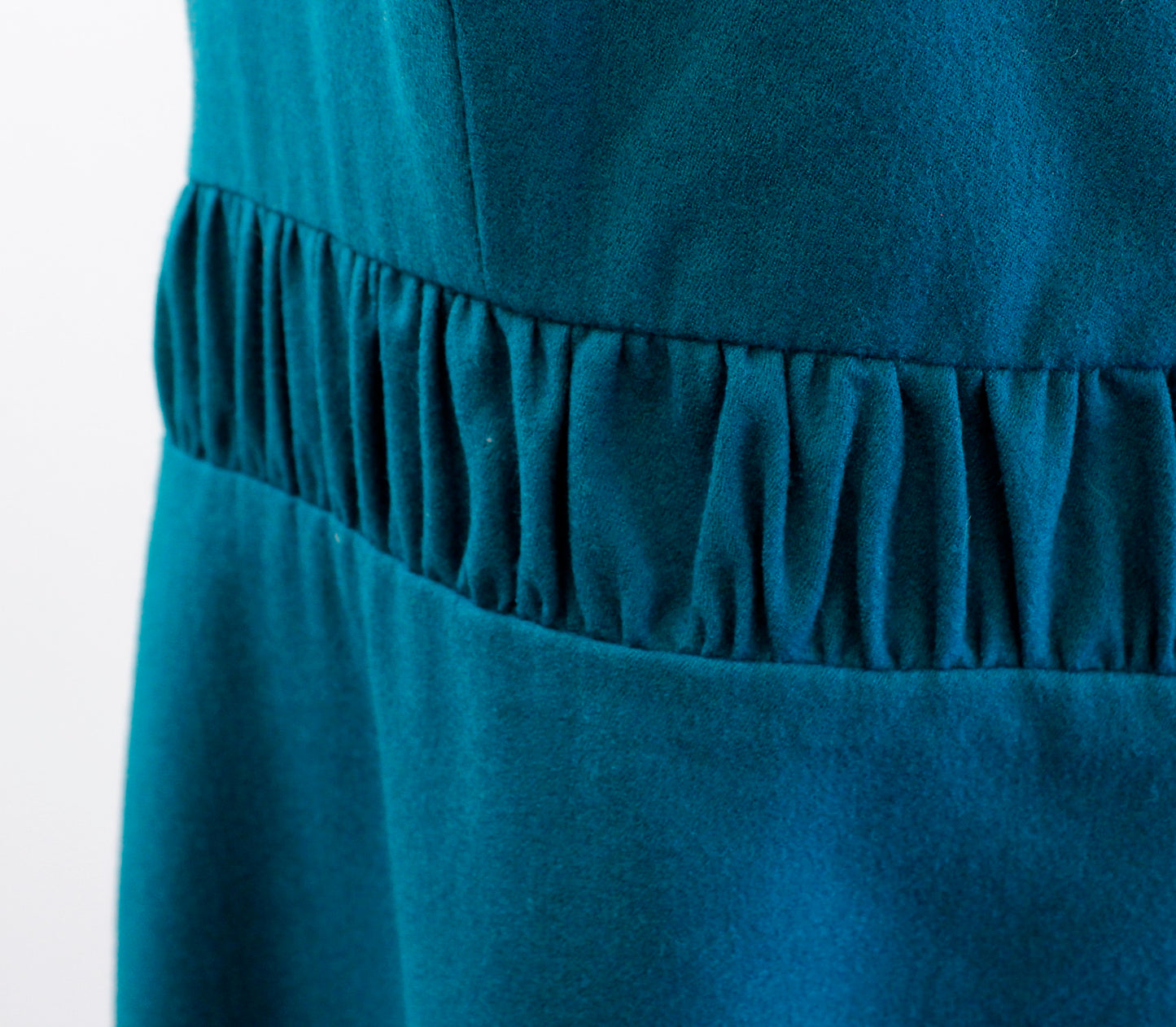 NWT $169 Talbots Teal Blue Green Wool Blend Ruffle Trim Sheath Dress Career 12