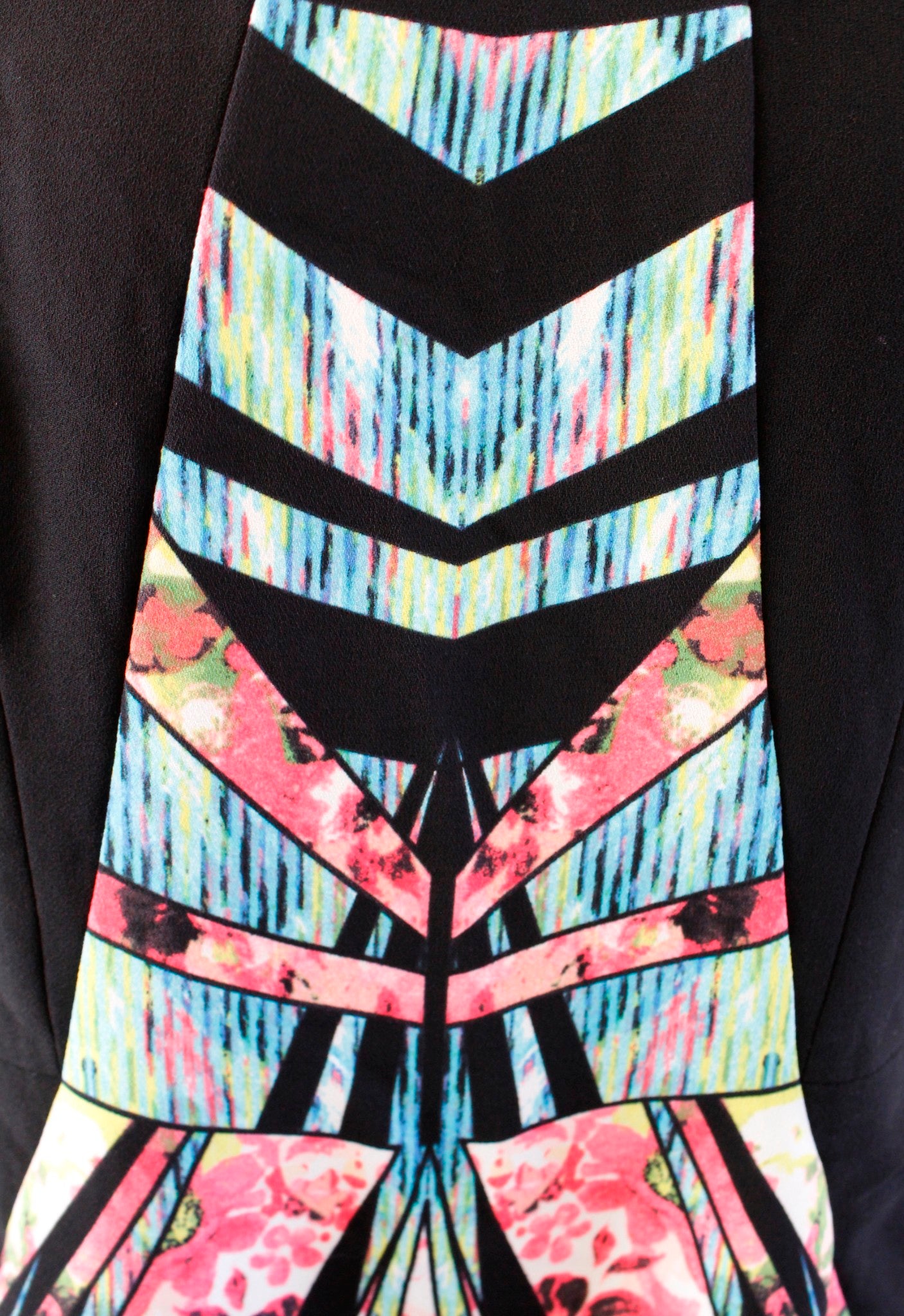 Ivanka Trump Black Colorful Abstract Geometric Floral Print Sheath Dress Size 14