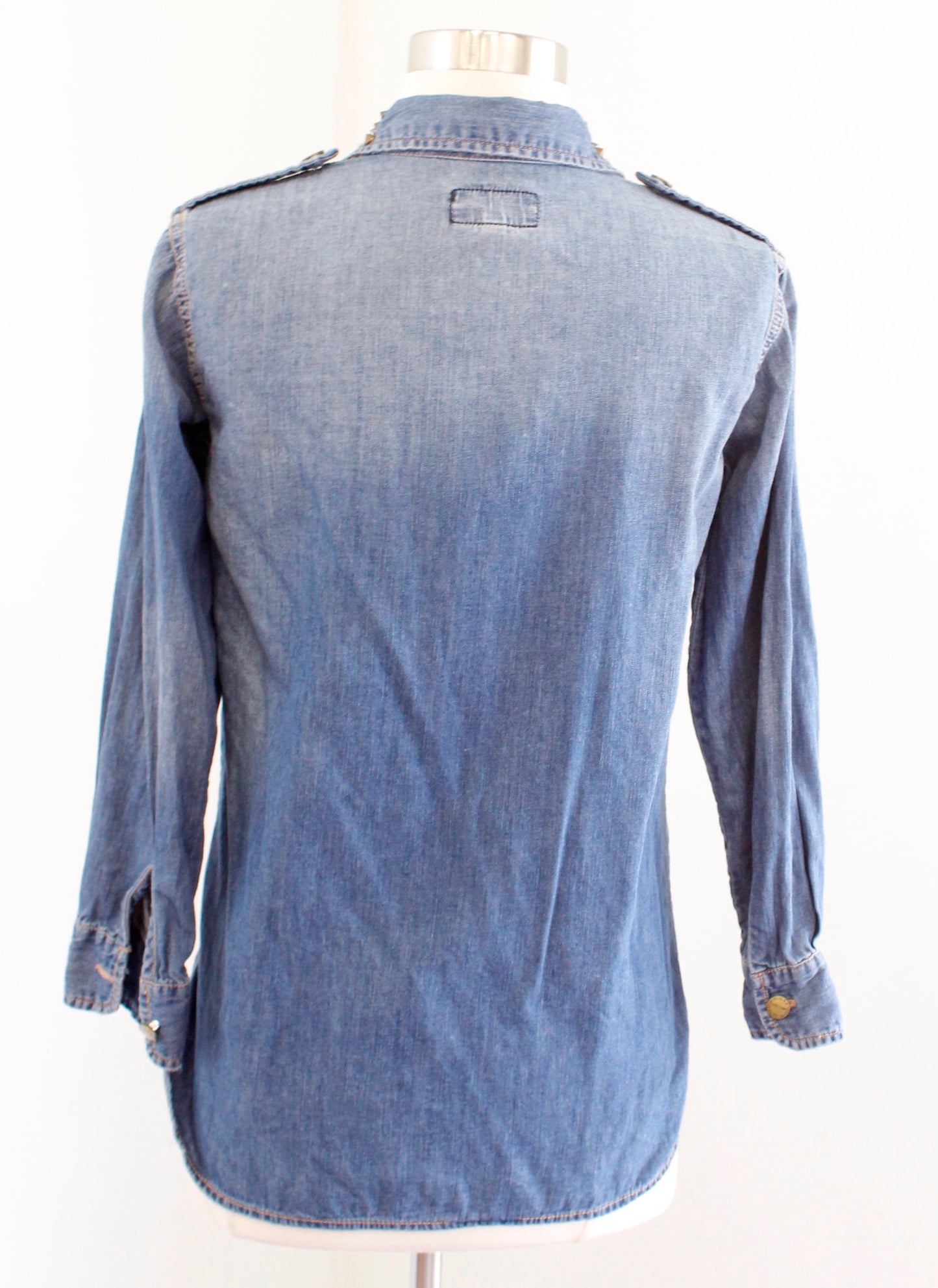 Current Elliott the Perfect Shirt in Miner Size 0 Embellished Button Down Blouse