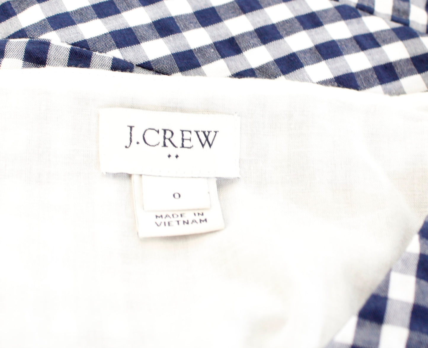 J Crew Factory Navy Blue White Gingham Plaid Button Front Dress Size 0 V Neck