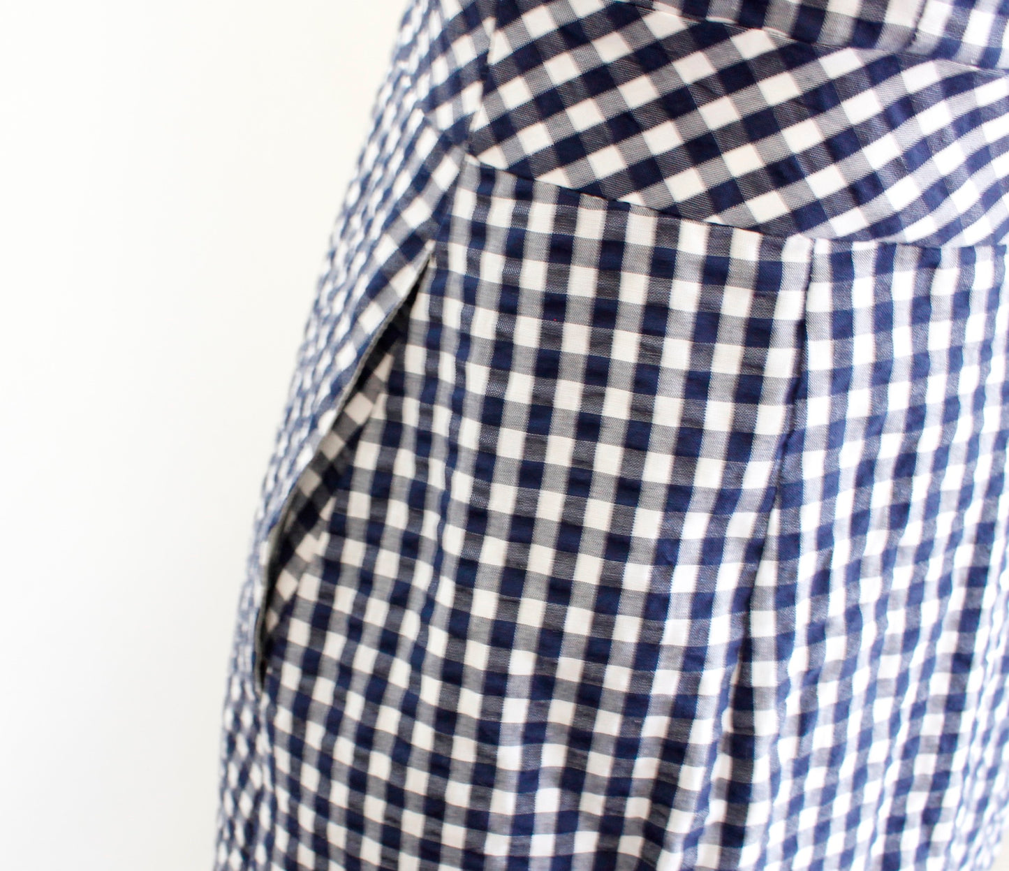 J Crew Factory Navy Blue White Gingham Plaid Button Front Dress Size 0 V Neck