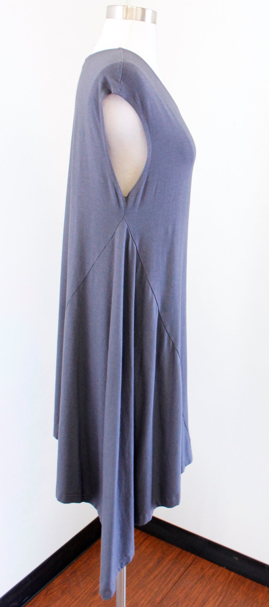 Bryn Walker Gray Asymmetrical Hem Hi Lo Bamboo Organic Cotton Tunic Top Size S