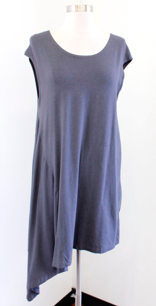 Bryn Walker Gray Asymmetrical Hem Hi Lo Bamboo Organic Cotton Tunic Top Size S