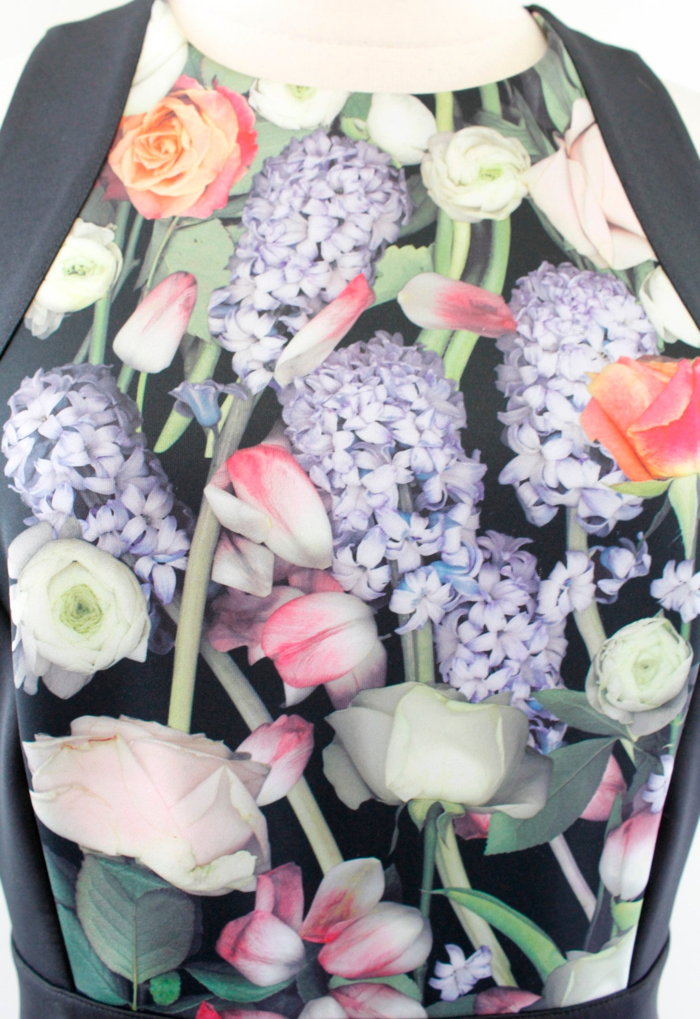 Ted Baker Avka Kensington Floral Print Bodycon Sheath Dress Size 3 Strappy Black