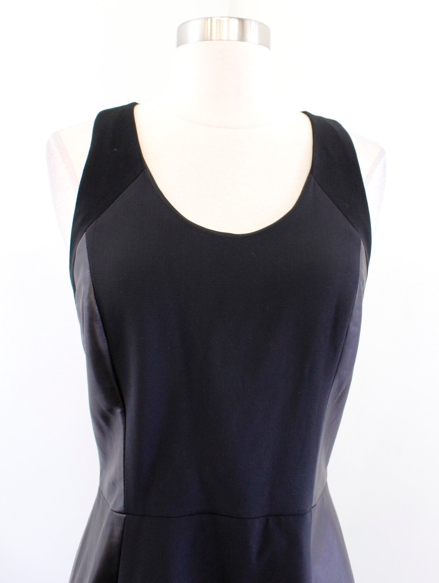 Rag and Bone Montrose Black Lamb Leather Trim Fit and Flare Mini Dress Size 2