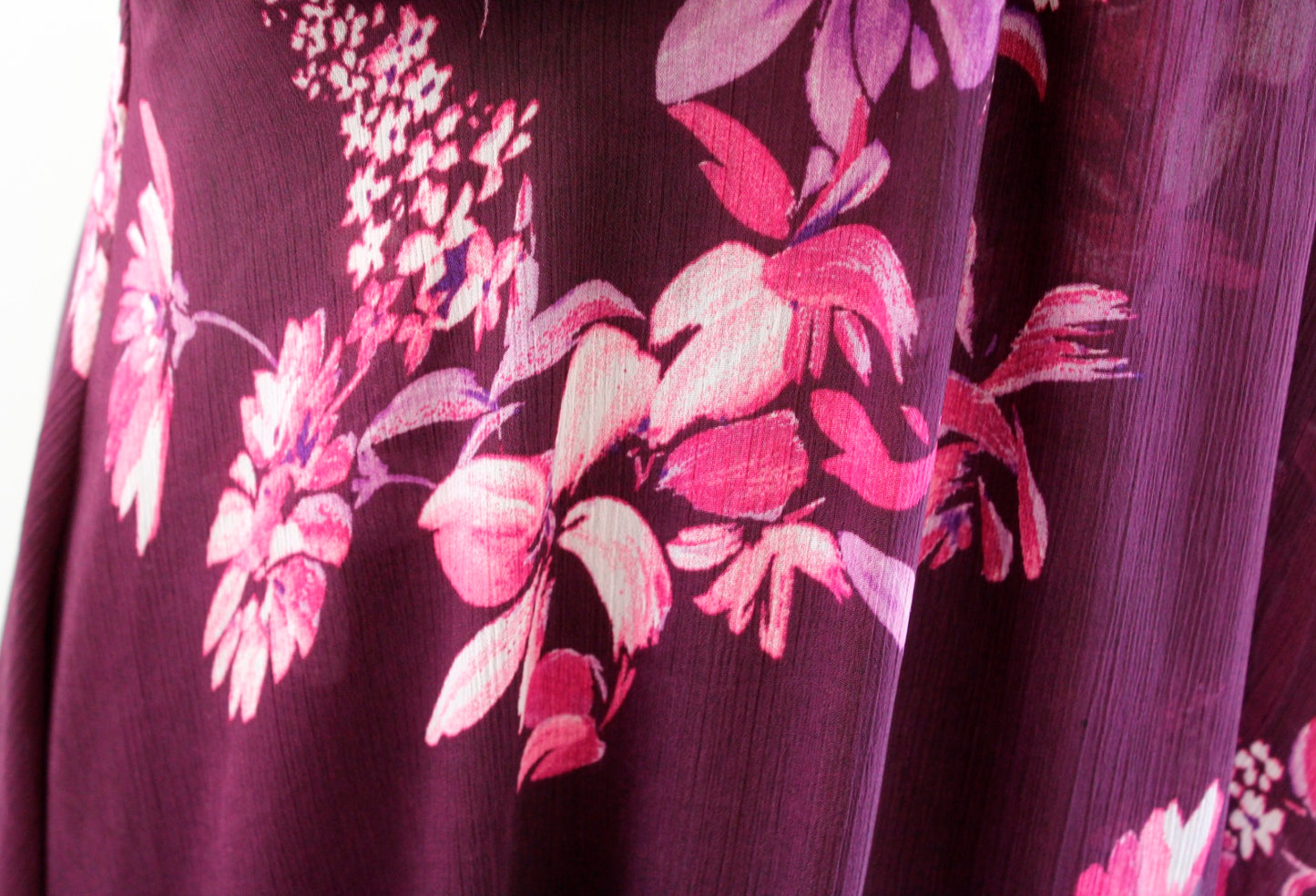 Calvin Klein Purple Floral Print V Neck Hi Lo Chiffon Maxi Dress Size 10 Womens