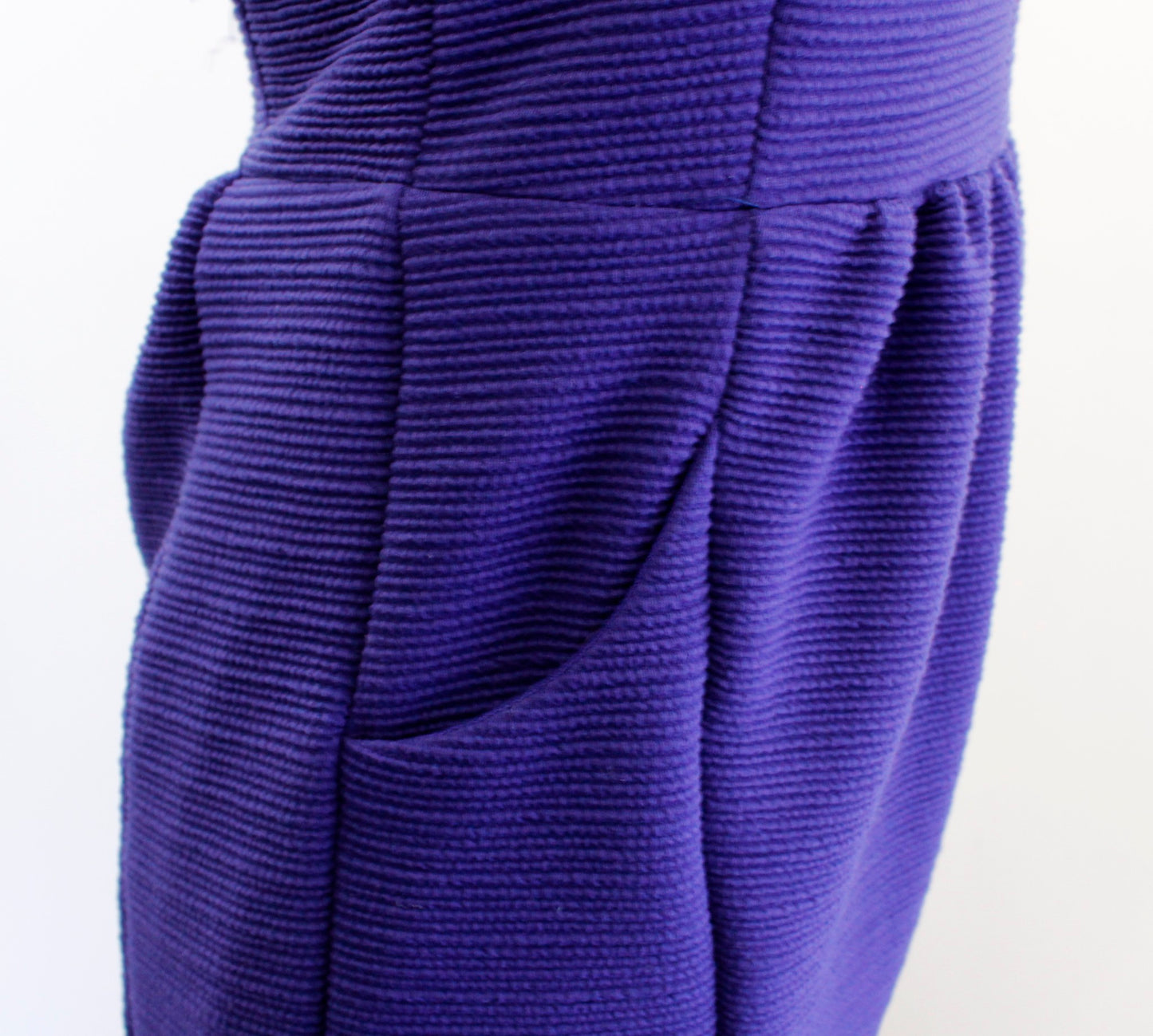 NWT Maeve Anthropologie Blue/Purple Ruffled Ottoman Ribbed Dress Size S Sheath