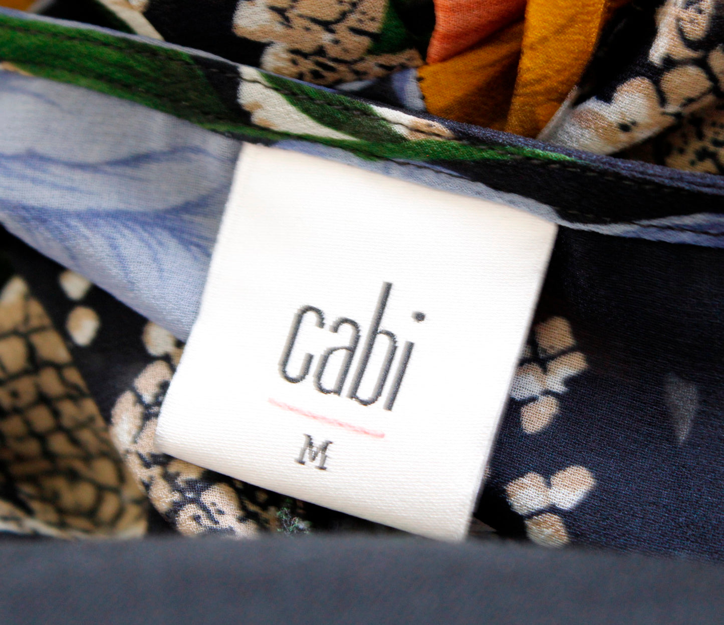 CAbi Snake Charmer Black Sheer Floral Snakeskin Print Top Blouse Size M 3762