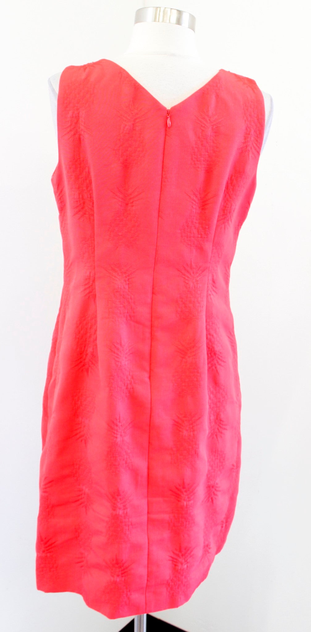 Talbots RSVP Coral Pineapple Embellished Jeweled Matelasse Sheath Dress Size 8P