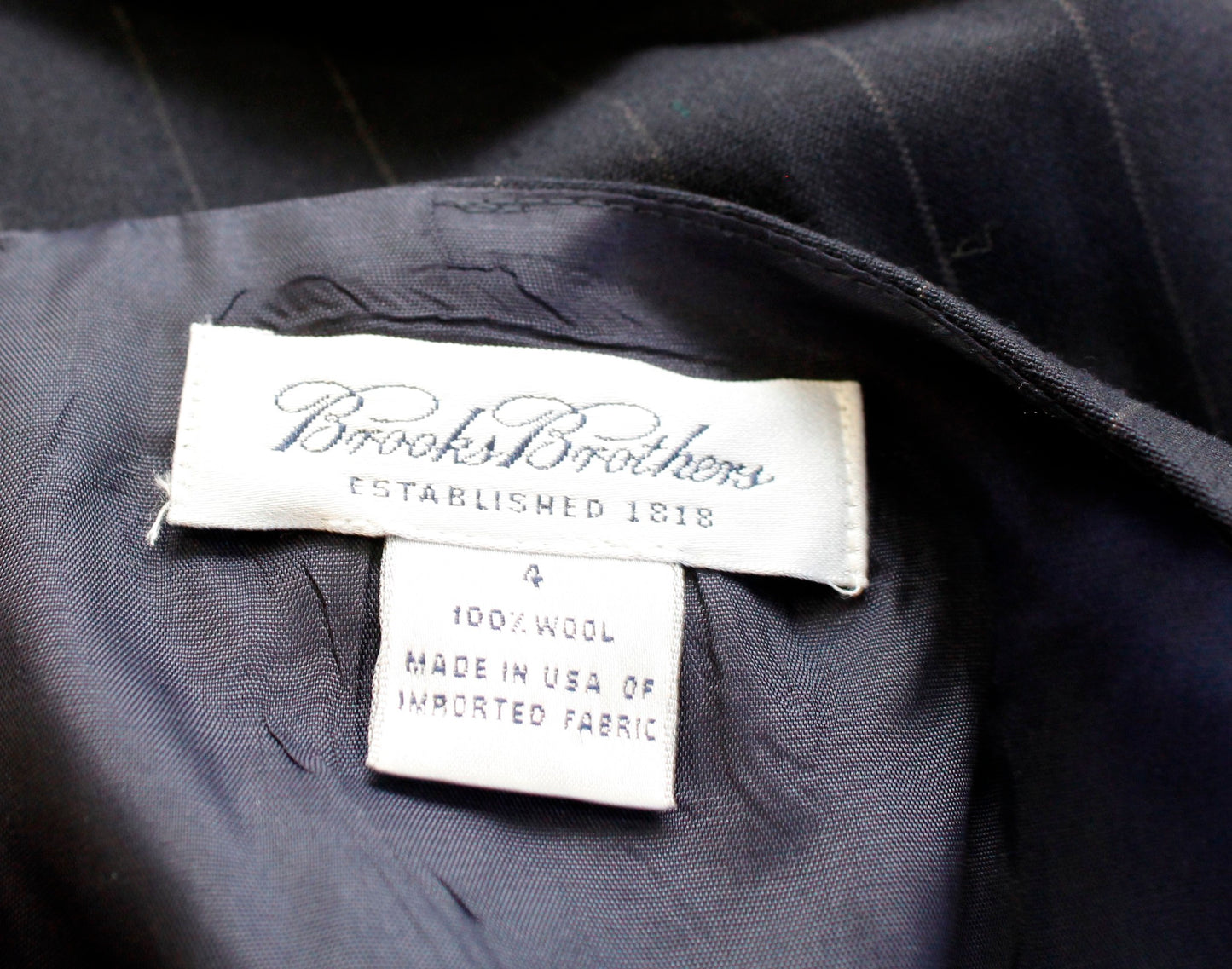 Brooks Brothers Womens Navy Blue Pinstripe V Neck Wool Sheath Dress Sz 4 Career