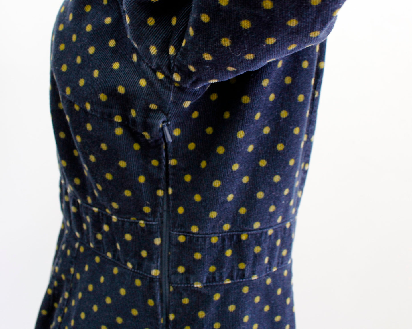 Boden Womens Navy Blue Yellow Polka Dot Placket Cord Corduroy Dress Size US 8L 8