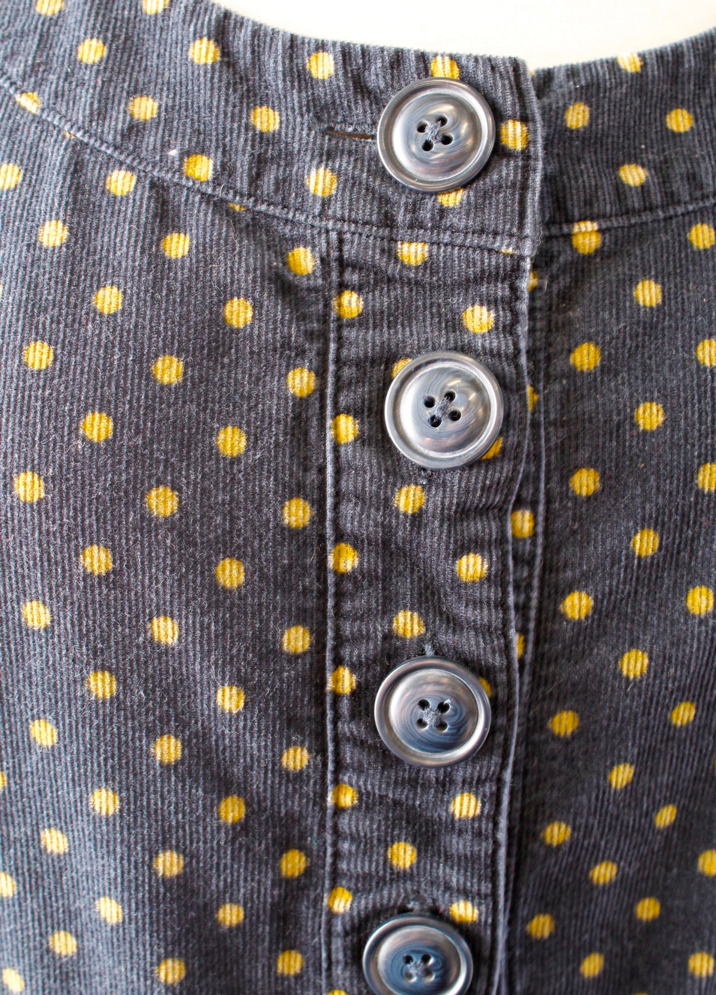 Boden Womens Navy Blue Yellow Polka Dot Placket Cord Corduroy Dress Size US 8L 8