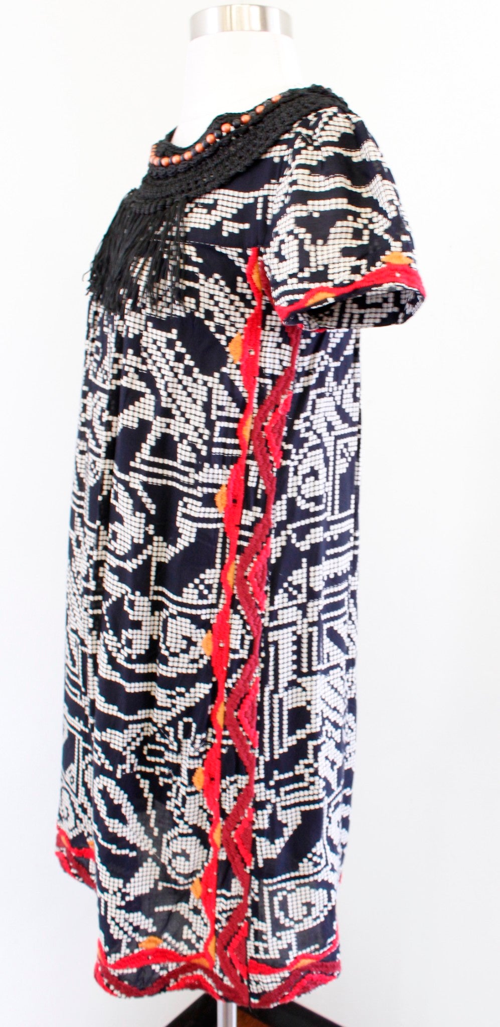 Floreat Anthropologie Abelia Geometric Embroidered Beaded Tunic Shift Dress XS
