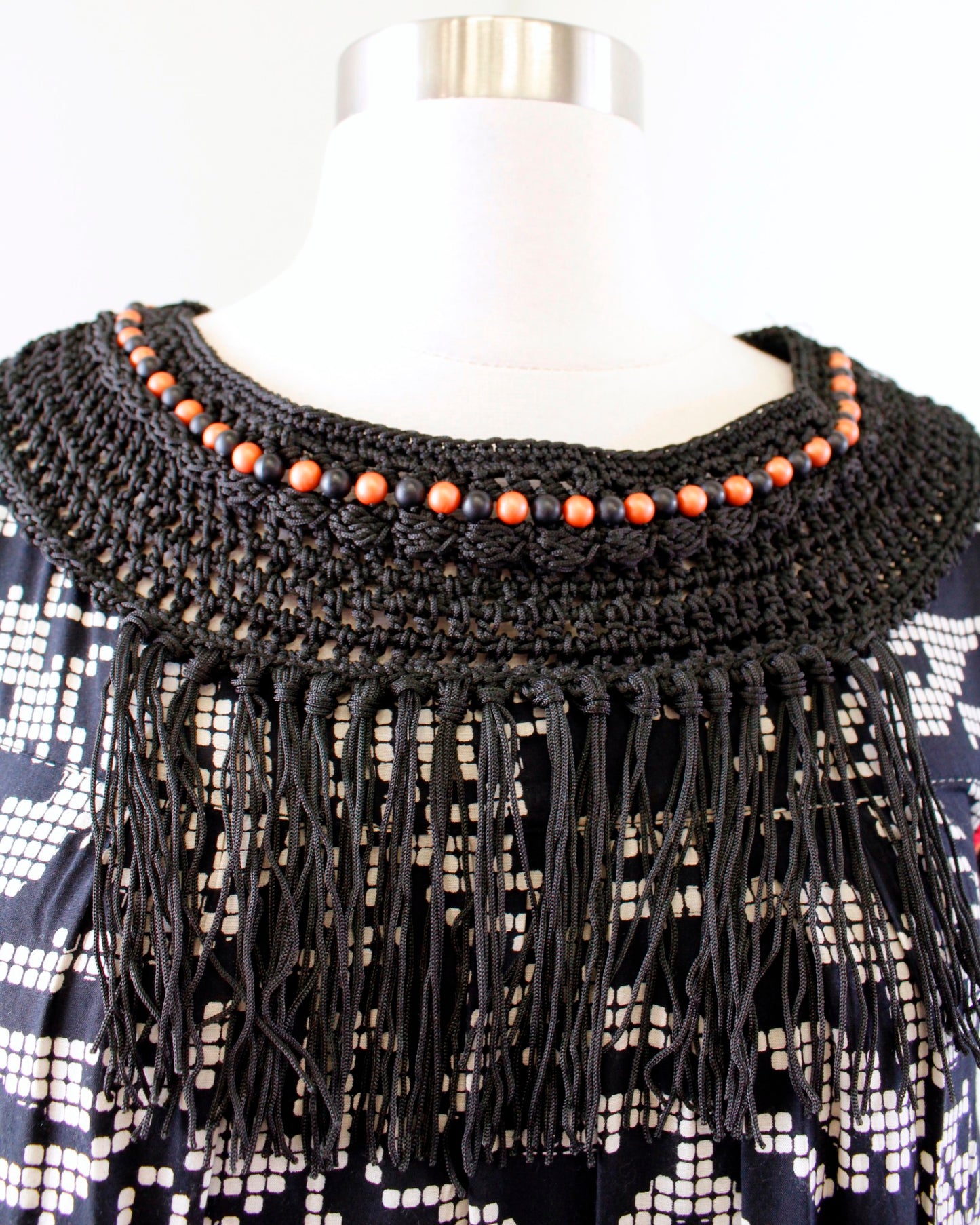 Floreat Anthropologie Abelia Geometric Embroidered Beaded Tunic Shift Dress XS