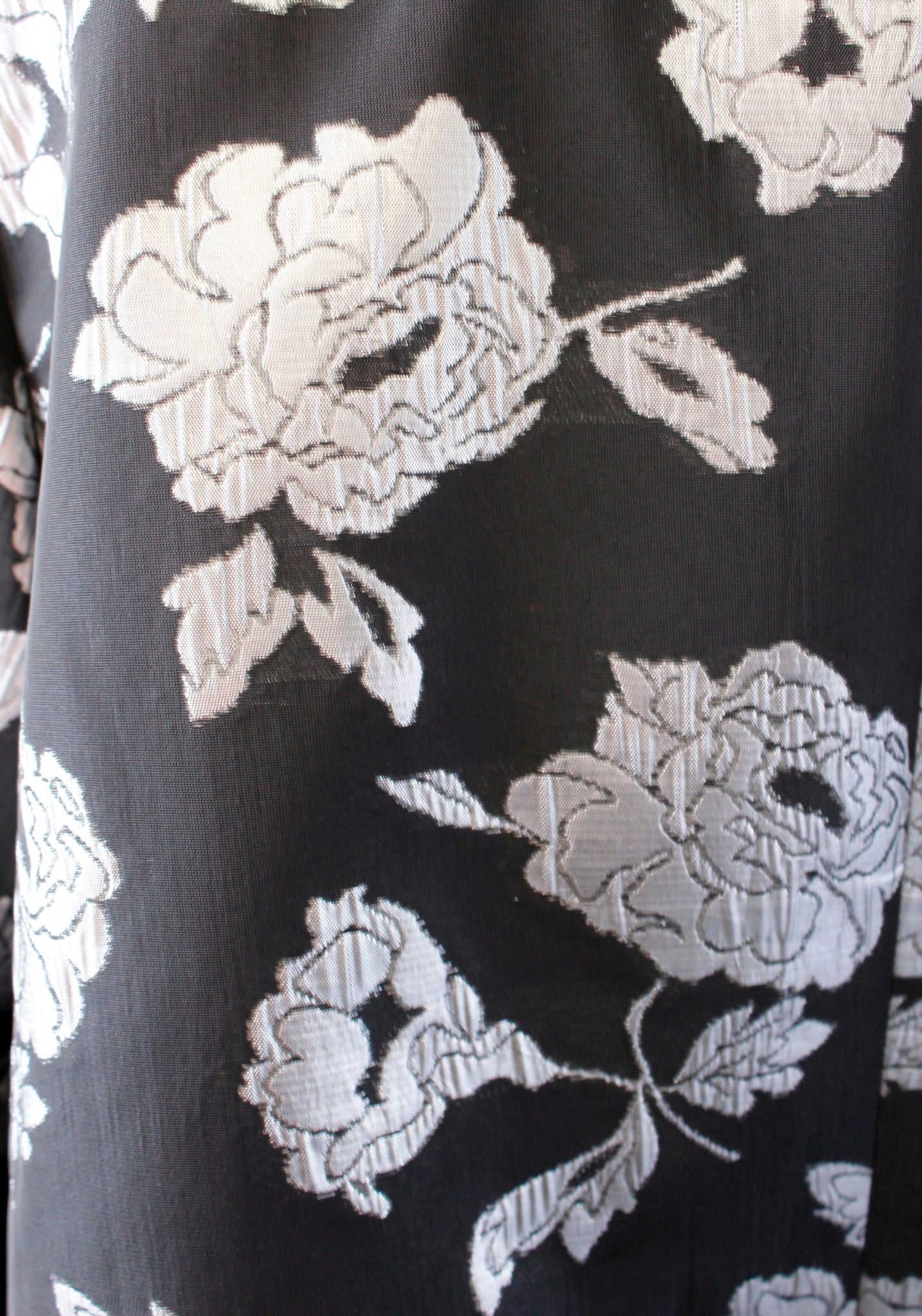 Calvin Klein Black Silver Metallic Floral Open Front Blazer Jacket Size 16W