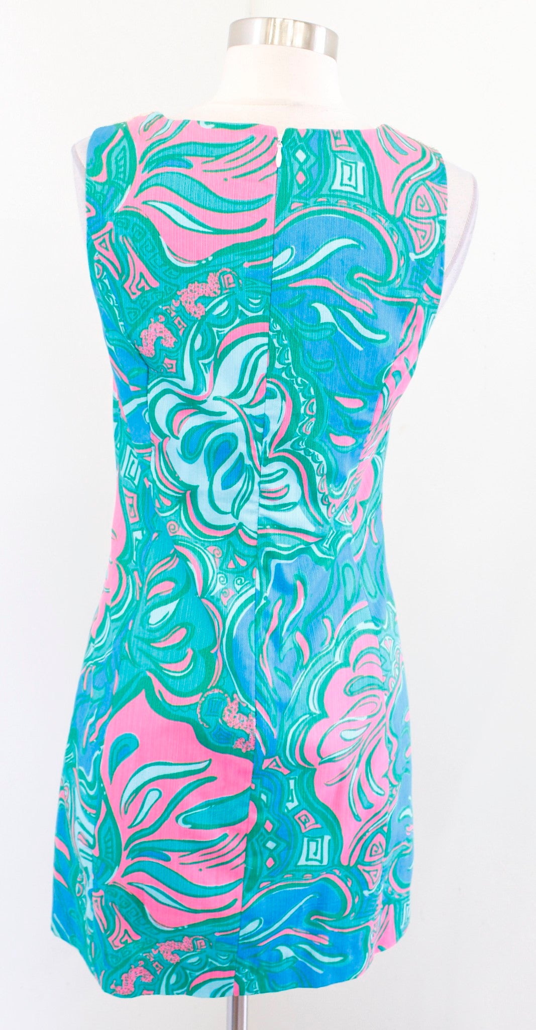 Lilly Pulitzer Macfarlane Lilly Lounge Print Shift Dress Size 2 Metallic Lace