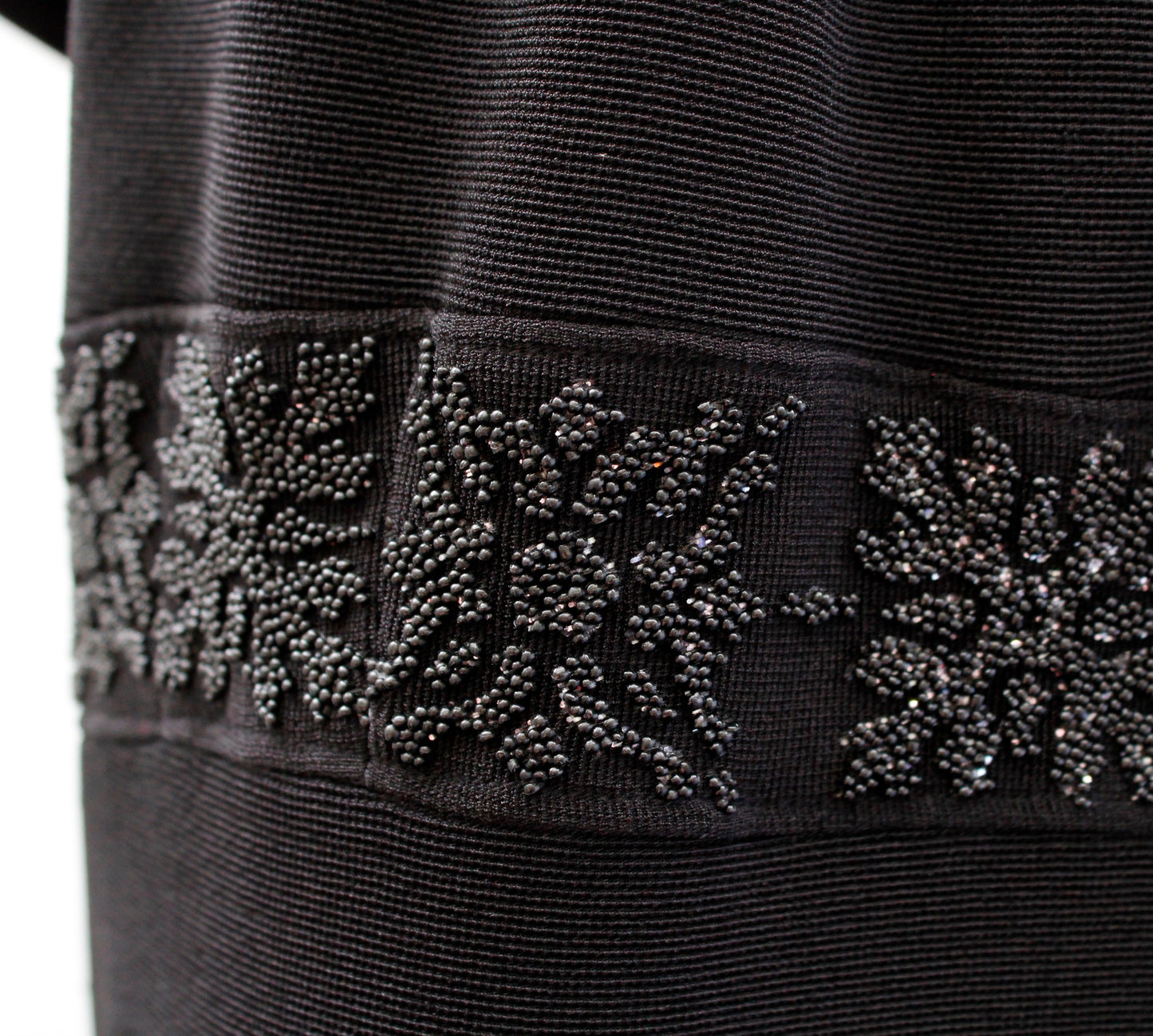 Vtg 90s Cache Black Mesh Mock Neck Beaded Cocktail Party Dress Size L Evening