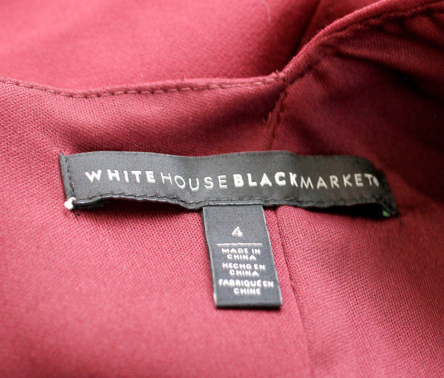 White House Black Market Body Perfecting Peplum Sheath Dress Size 4 Burgundy Red