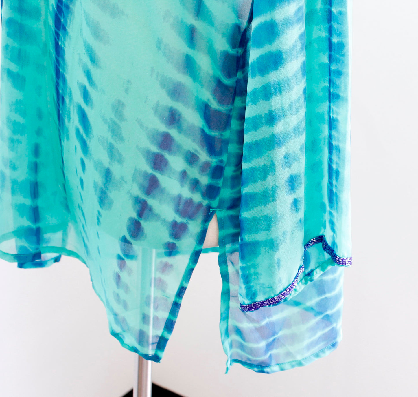 Soft Surroundings Green Blue Tie Dye Print Sequin Tunic Top Coverup Size XL