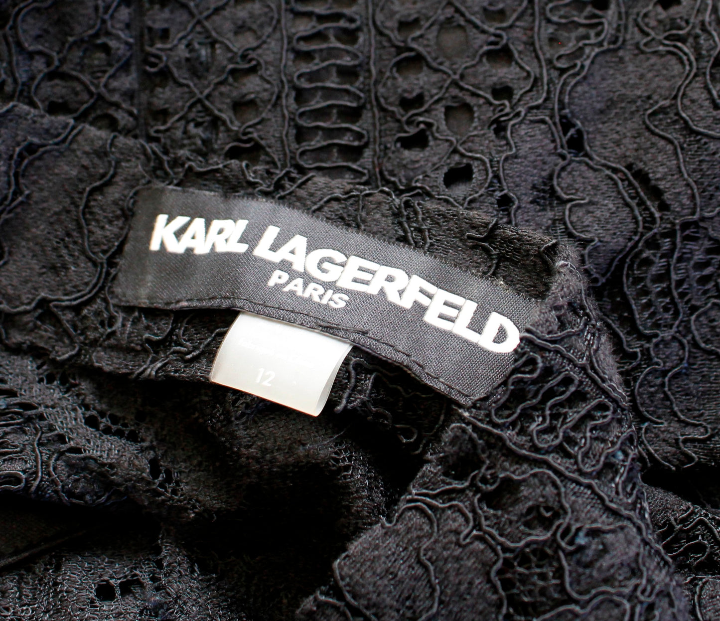 Karl Lagerfeld Womens Black Lace Collared Open Back Sheath Dress Sz 12 Cocktail