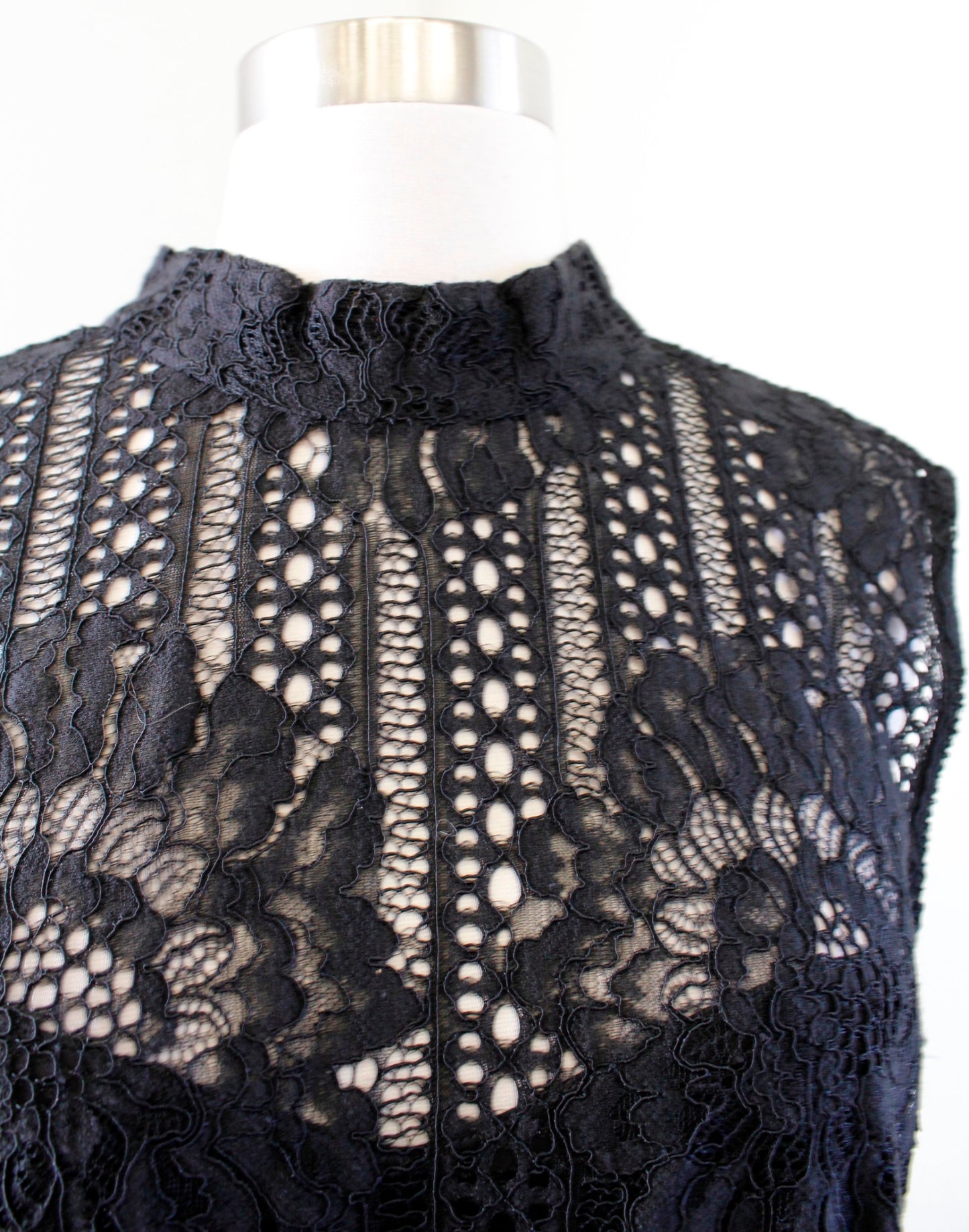 Karl Lagerfeld Womens Black Lace Collared Open Back Sheath Dress Sz 12 Cocktail