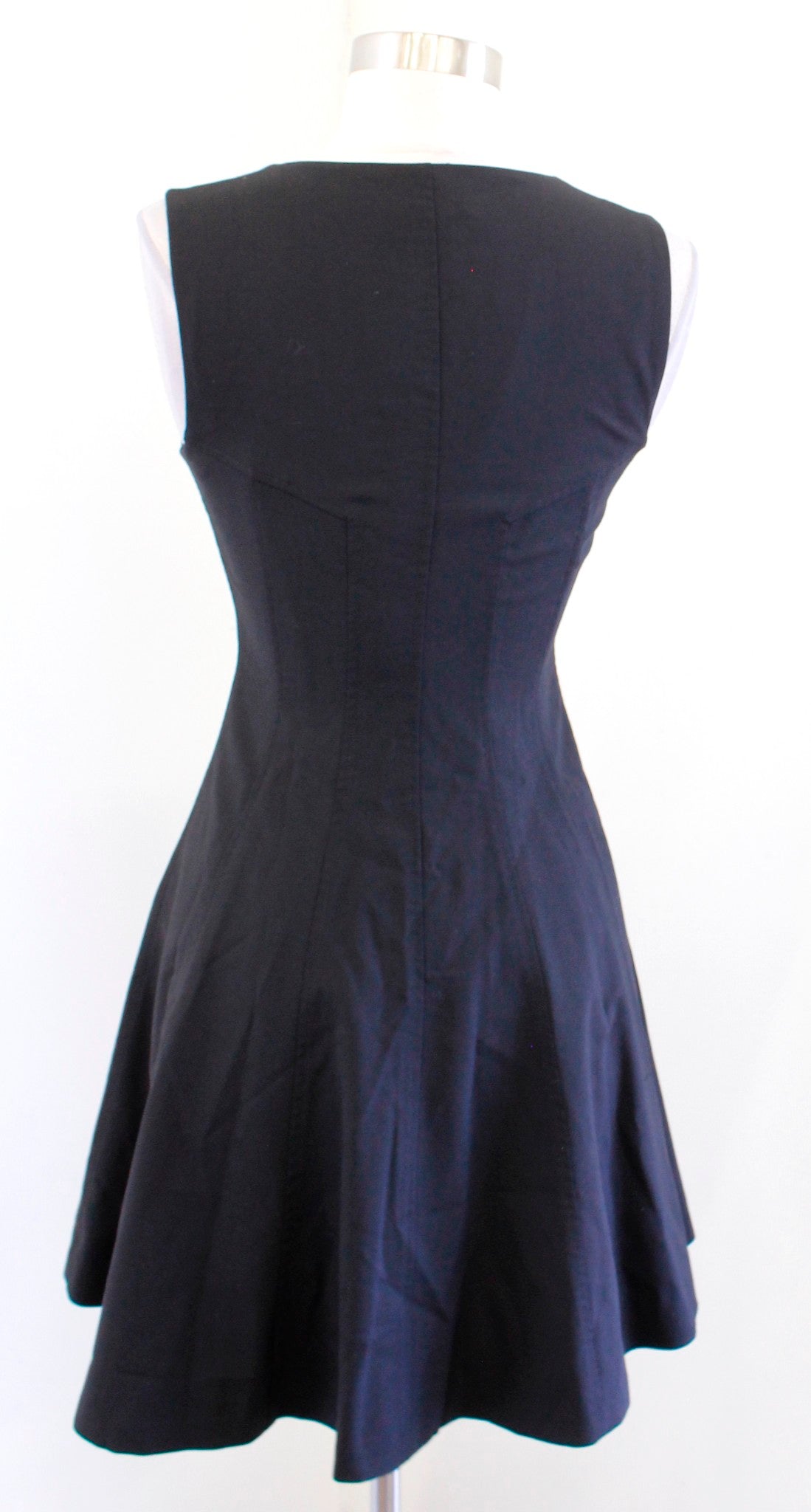 Theory Bonbi Black Wool Blend Zip Front Fit and Flare Dress Sz 0 Mini Sleeveless