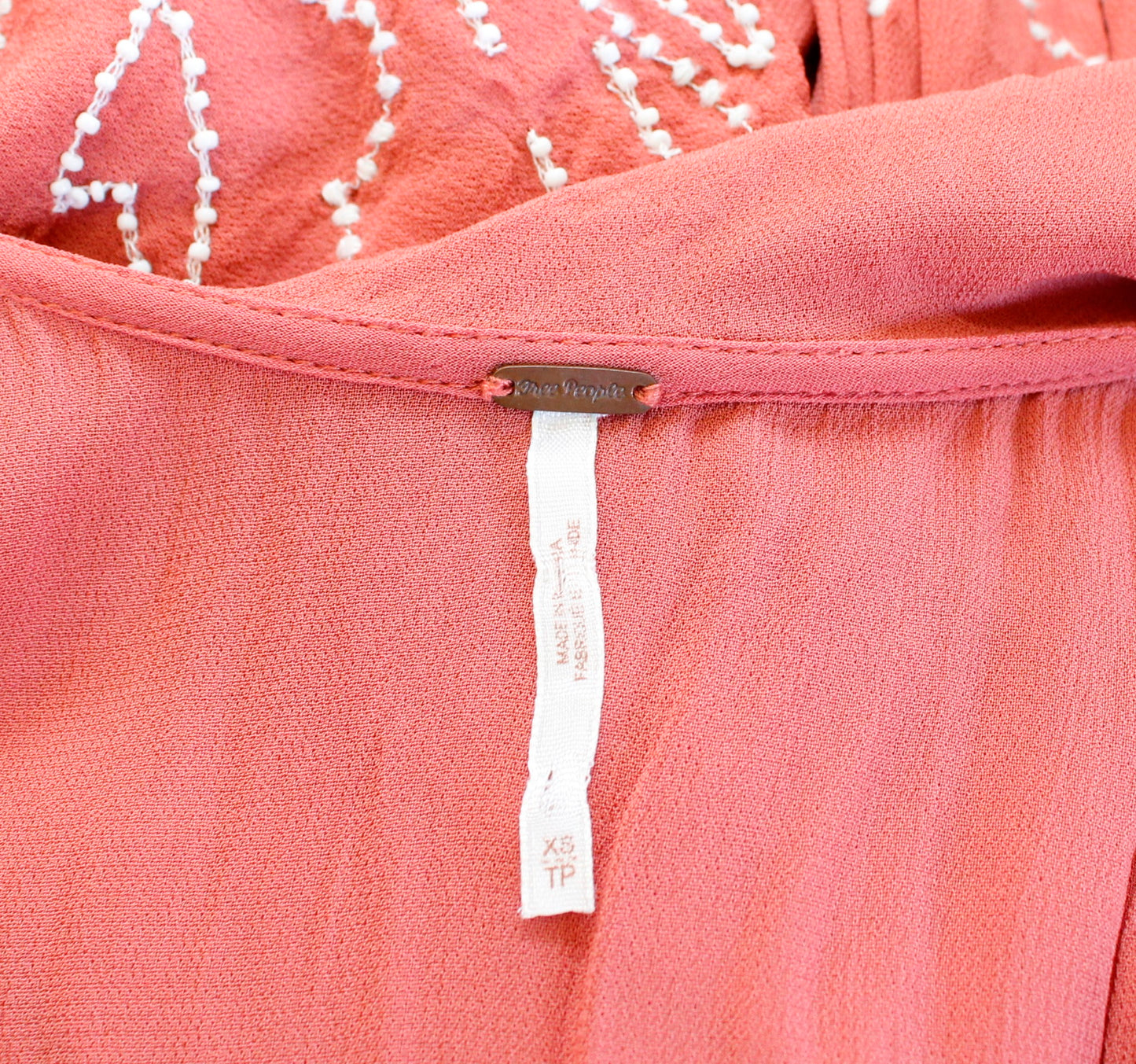 Free People Sylvia Sequin Beaded Flounce Mini Wrap Dress Size XS Rust White