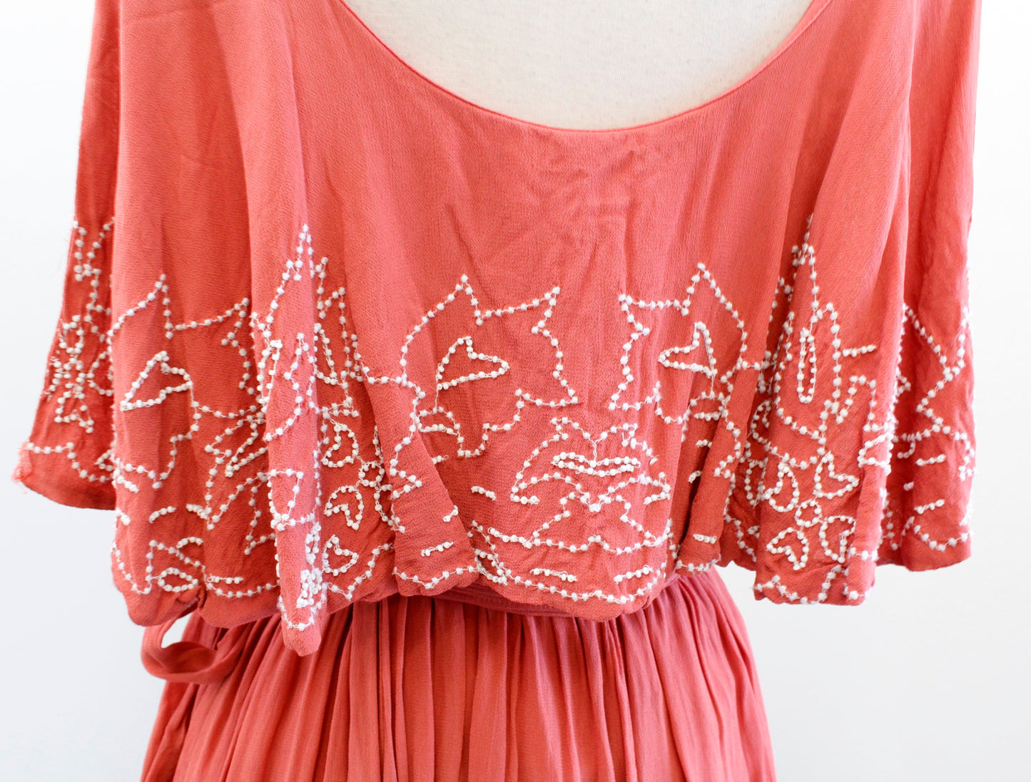 Free People Sylvia Sequin Beaded Flounce Mini Wrap Dress Size XS Rust White