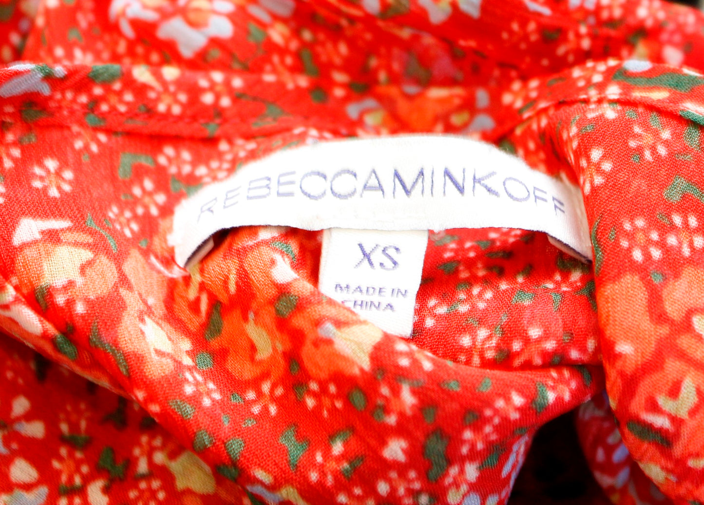 Rebecca Minkoff Cappy Red Orange Floral Print Cold Shoulder Tie Shift Dress XS