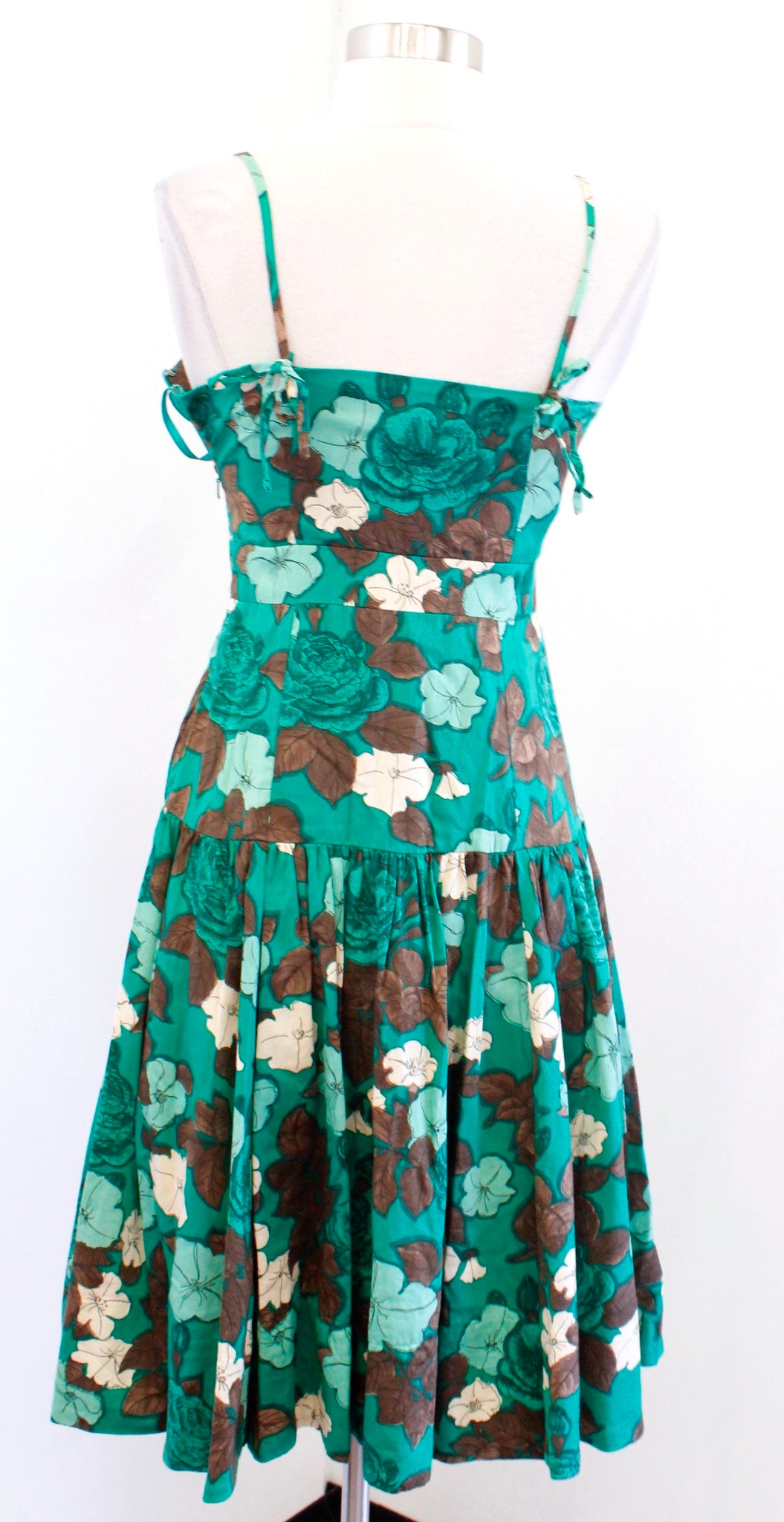 Moulinette Soeurs Anthropologie Foothills Green Floral Tiered Dress Size 2 Retro