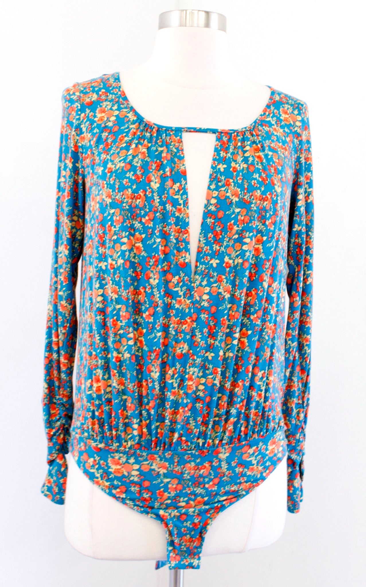 NWT Intimately Free People Kaya Blue Floral Bodysuit Keyhole Size XS