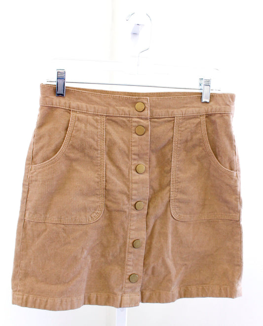 Tory Burch Womens Lucitano Tan Corduroy Snap Button Front Mini Skirt Size 4