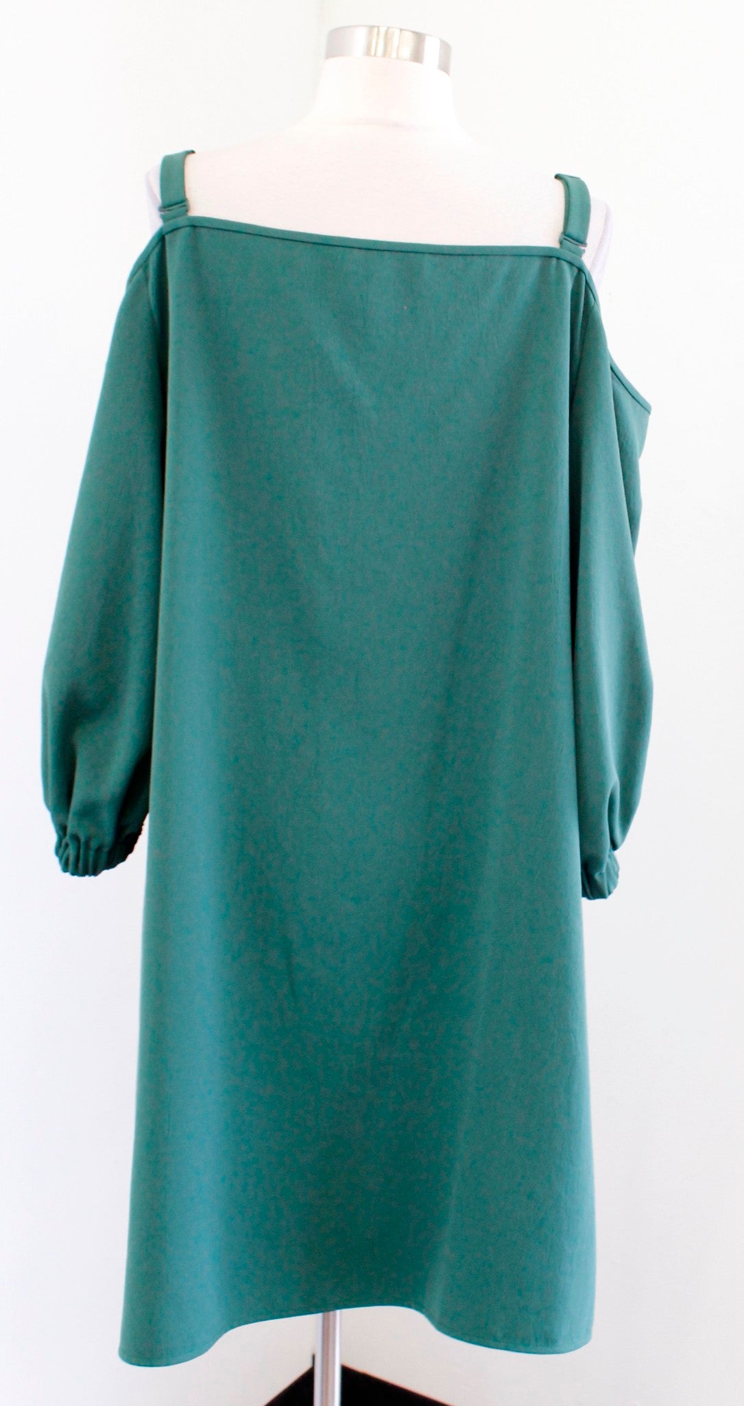 TIBI Womens Solid Green Drape Twill Cold Shoulder Shift Dress Size 12