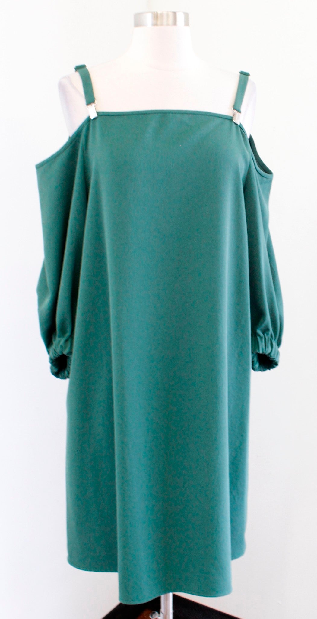 TIBI Womens Solid Green Drape Twill Cold Shoulder Shift Dress Size 12