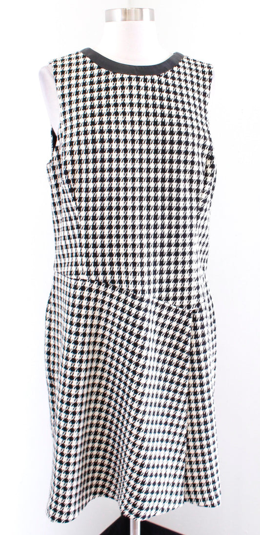 Lauren Ralph Lauren Black Off White Houndstooth Tweed Sheath Dress Size 14