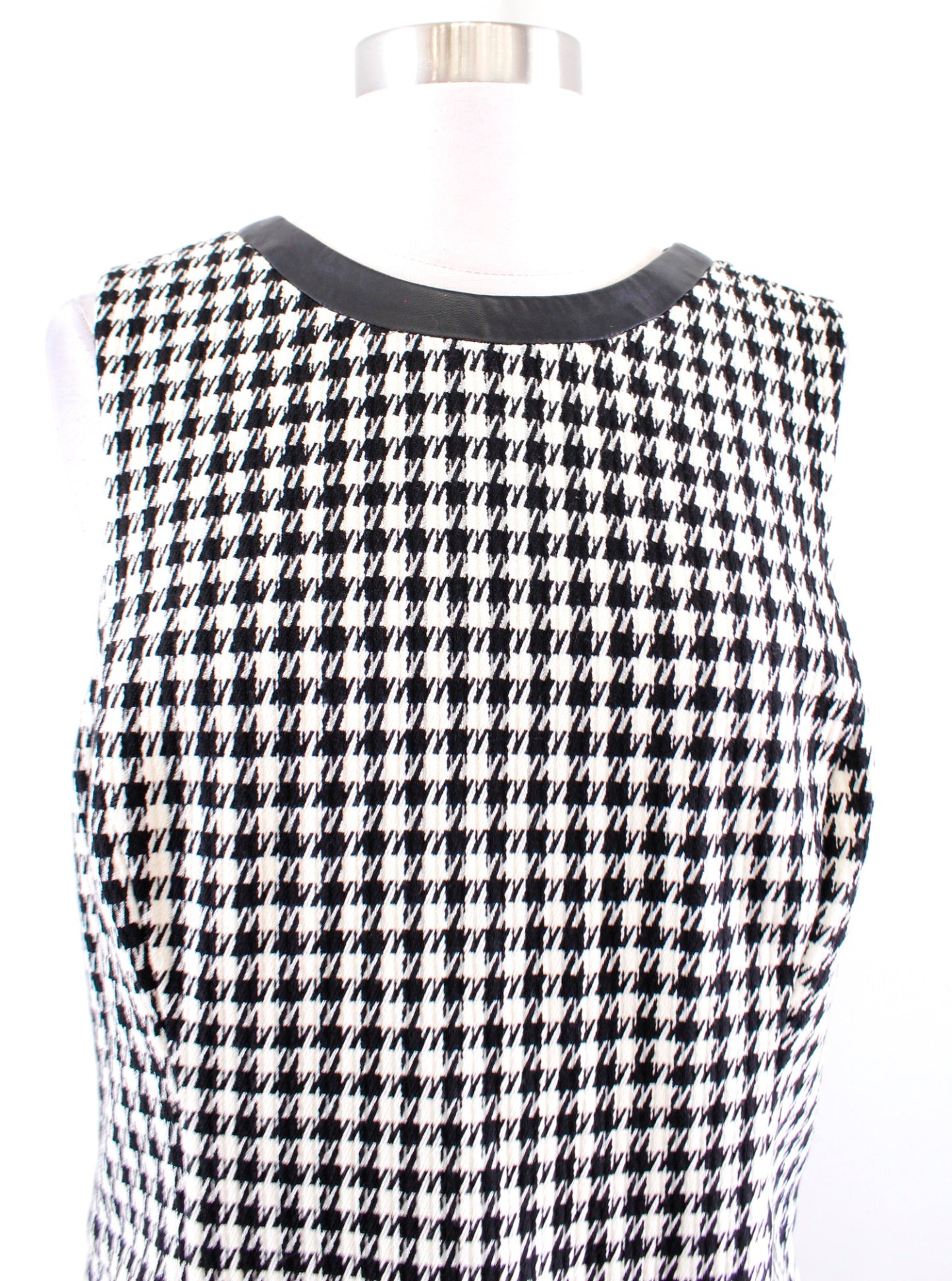 Lauren Ralph Lauren Black Off White Houndstooth Tweed Sheath Dress Size 14
