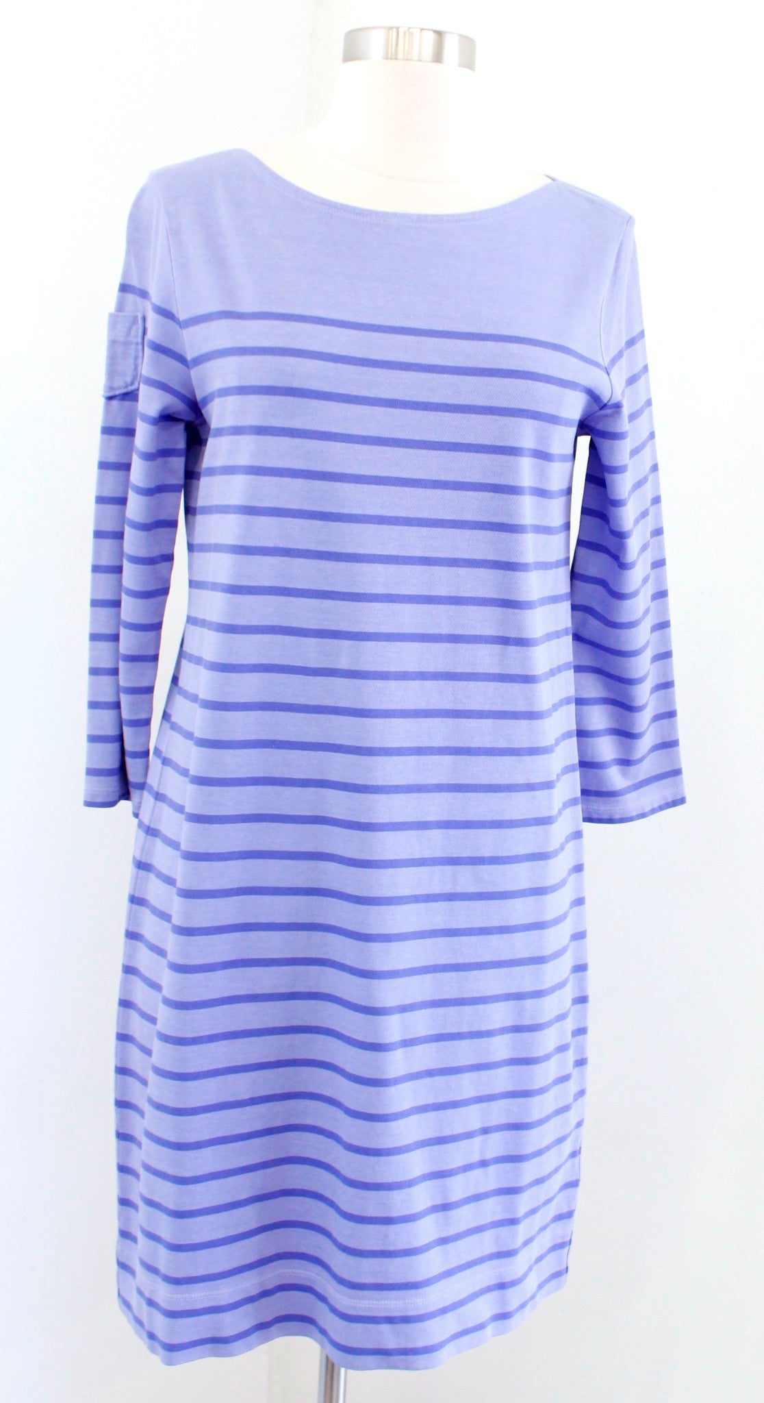 NWT Vineyard Vines Over Dyed Blue Striped Knit Shift Dress Long Sleeve Size XS