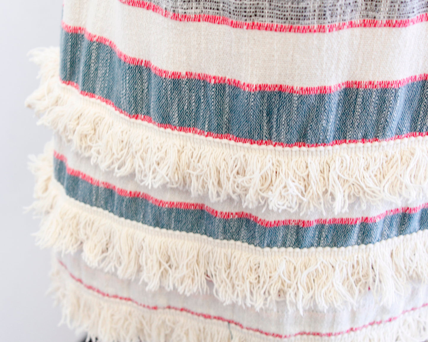 Holding Horses Anthropologie Striped Tweed Fringe Shift Dress Size 4 Red Blue