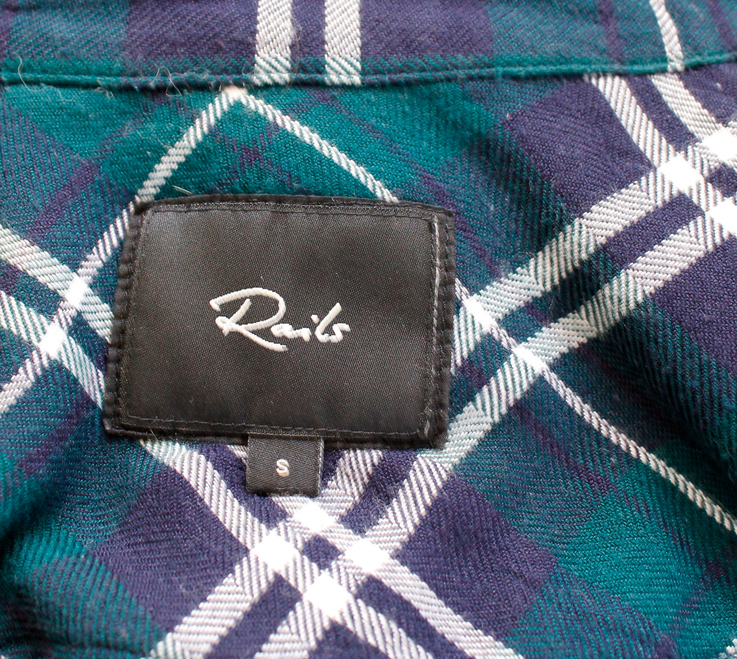 RAILS Bianca Green Navy Blue Plaid Button Front Shift Shirt Dress Size S