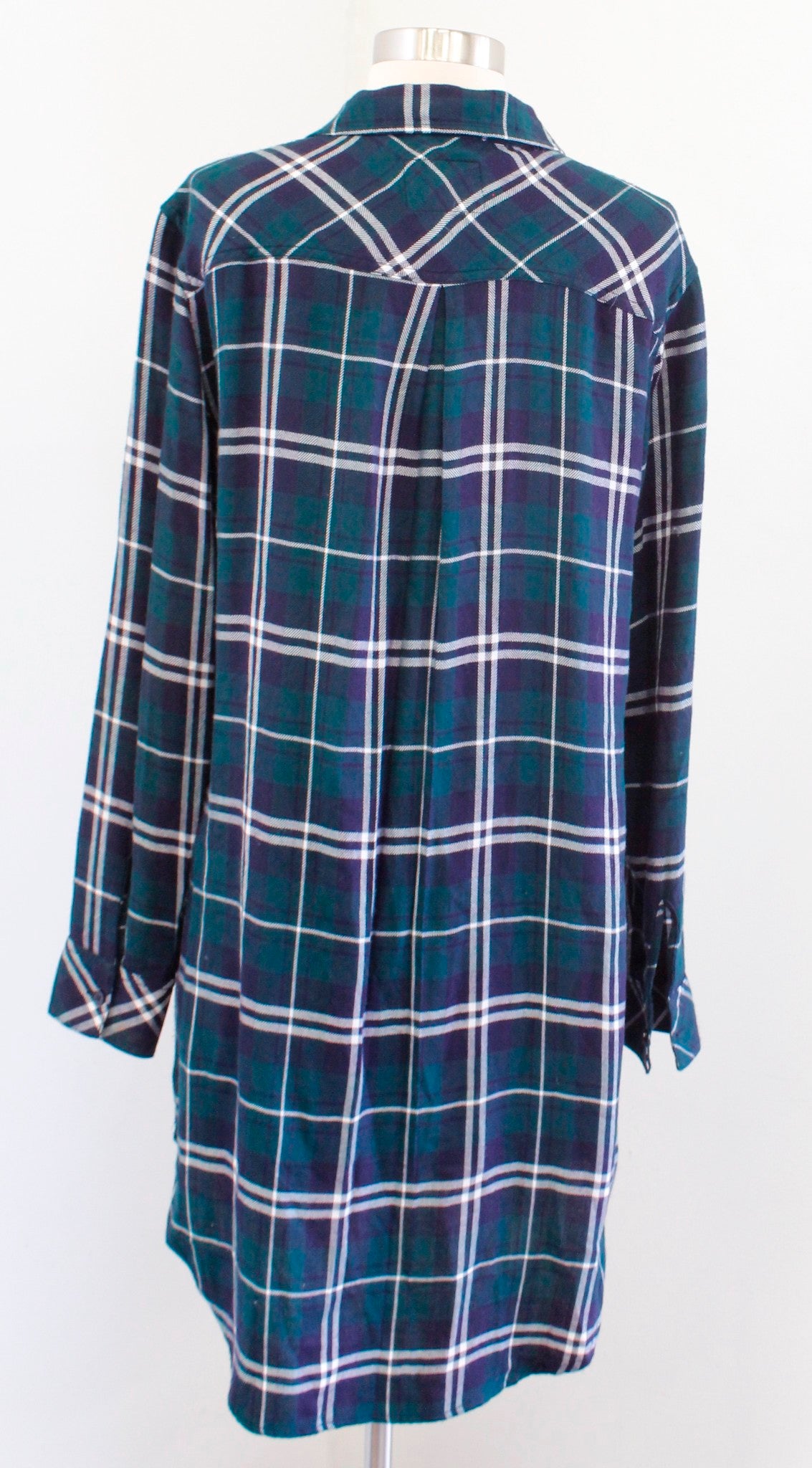 RAILS Bianca Green Navy Blue Plaid Button Front Shift Shirt Dress Size S