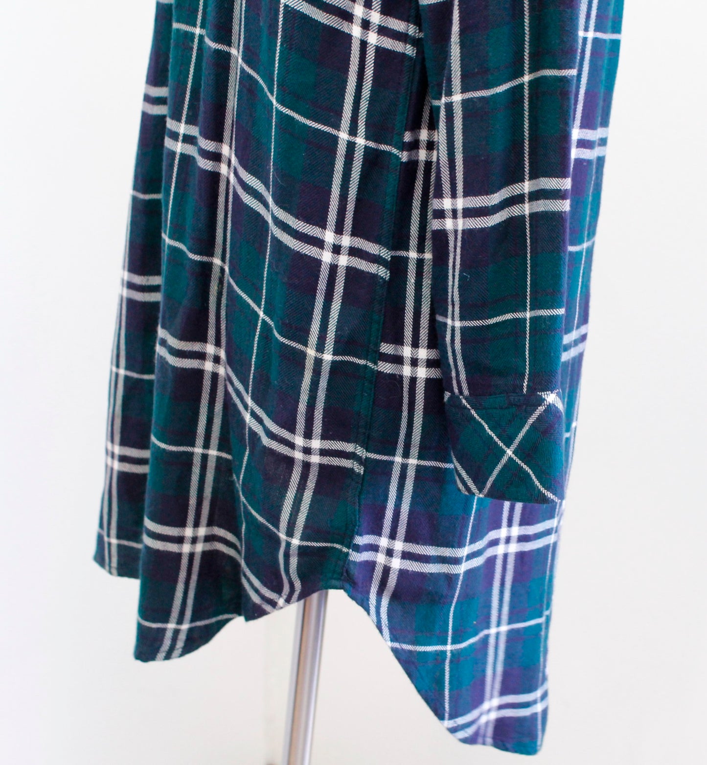 RAILS Bianca Green Navy Blue Plaid Button Front Shift Shirt Dress Size S