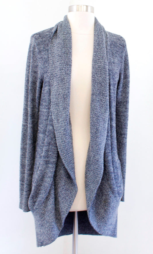 Barefoot Dreams Cozychic Lite Blue/Gray Knit Circle Cardigan Sweater Size XS S