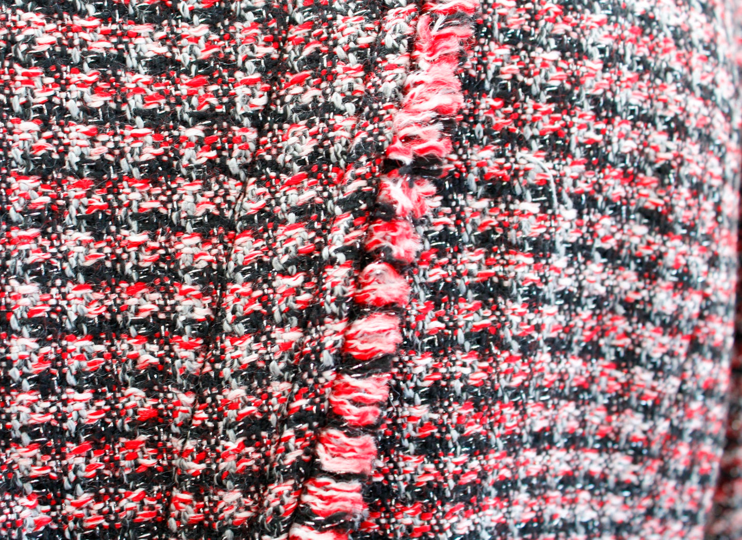 White House Black Market Red Tweed Fringe Asymmetric Zip Moto Jacket Blazer 10