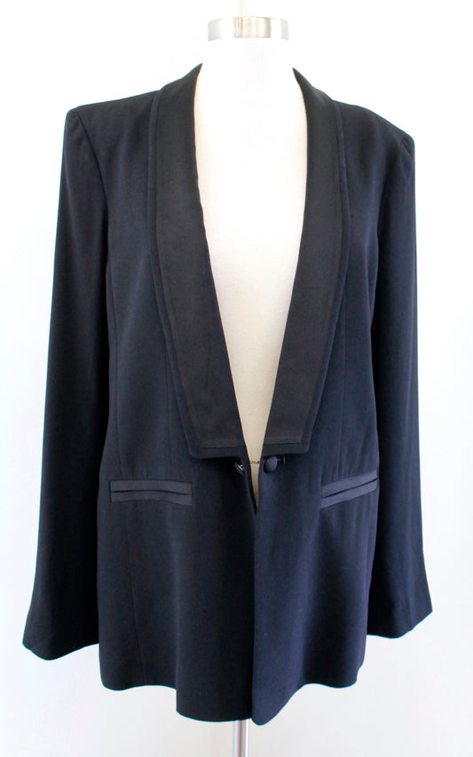 NWT $269 Club Monaco Nina Contrast Tux Tuxedo Style Blazer Jacket Sz 10 Longline