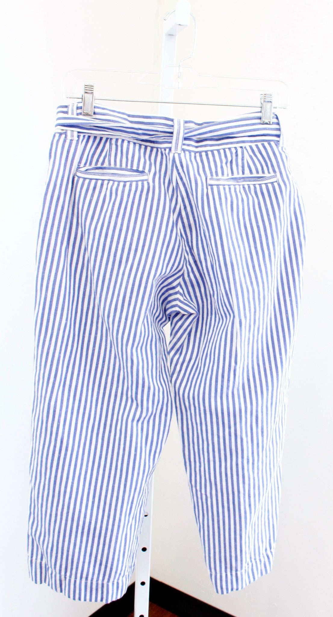 Vineyard Vines Catamaran Blue White Linen Striped Loose Leg Ankle Pants Size 6