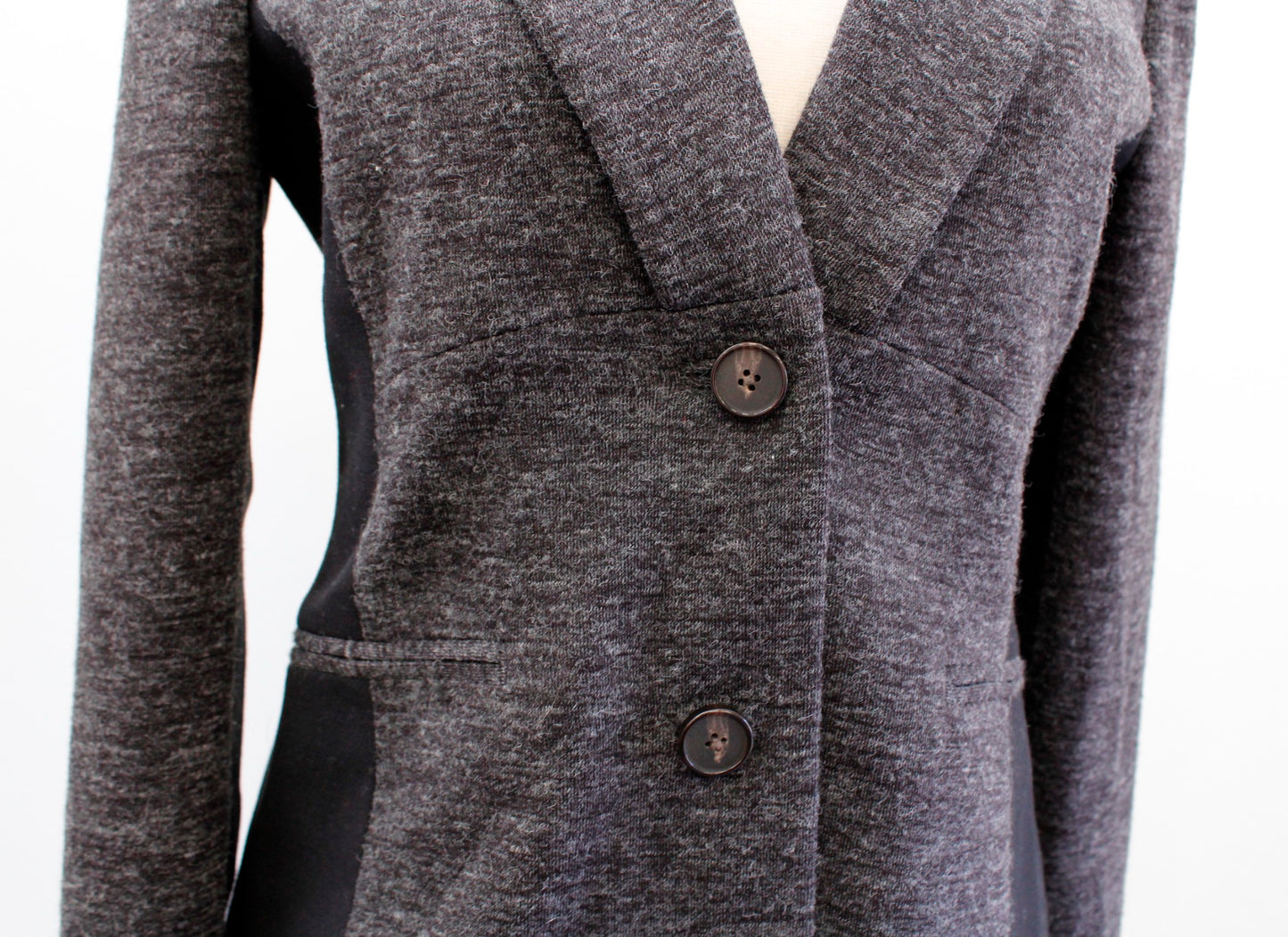 Cartonnier Anthropologie Spliced Heather Charcoal Gray Black Blazer Jacket Sz 6